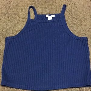 Bozzolo tank LARGE ribbed Solid navy blue tank top EUC